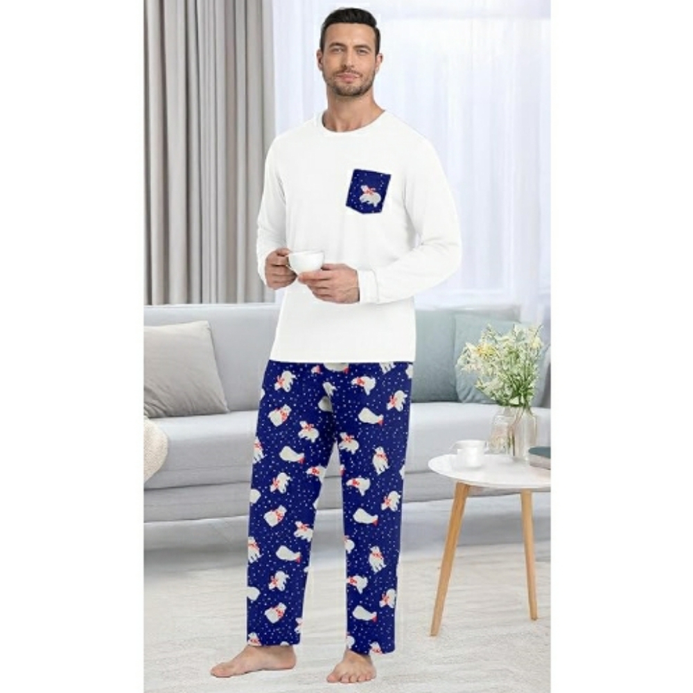 Men's Pajama Set Sleepwear Lightweight Long Sleeve White /Purple New
